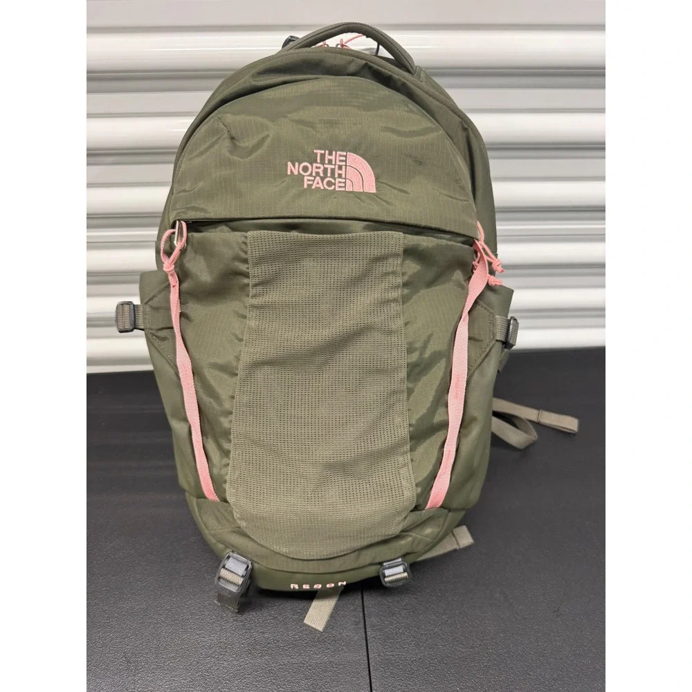 The North Face Recon Backpack Olive Green Pink FlexVent Laptop Bag